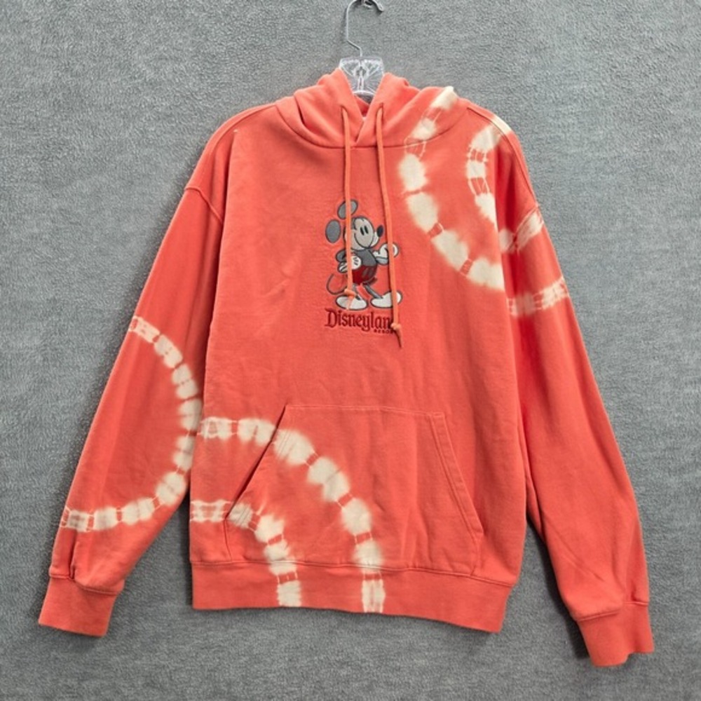 Disney Men Sweatshirt Small Orange Tie Dye‎ Mickey Mouse Hoodie Graphic